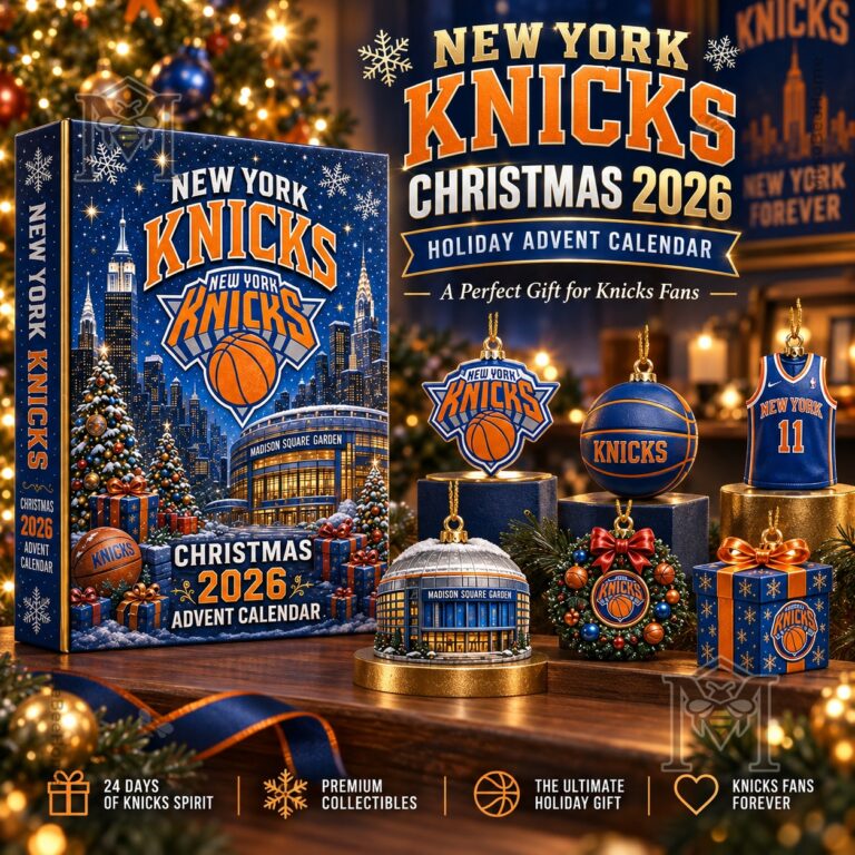 New York Knicks Christmas 2026 Advent Calendar - front box with collectible ornament display