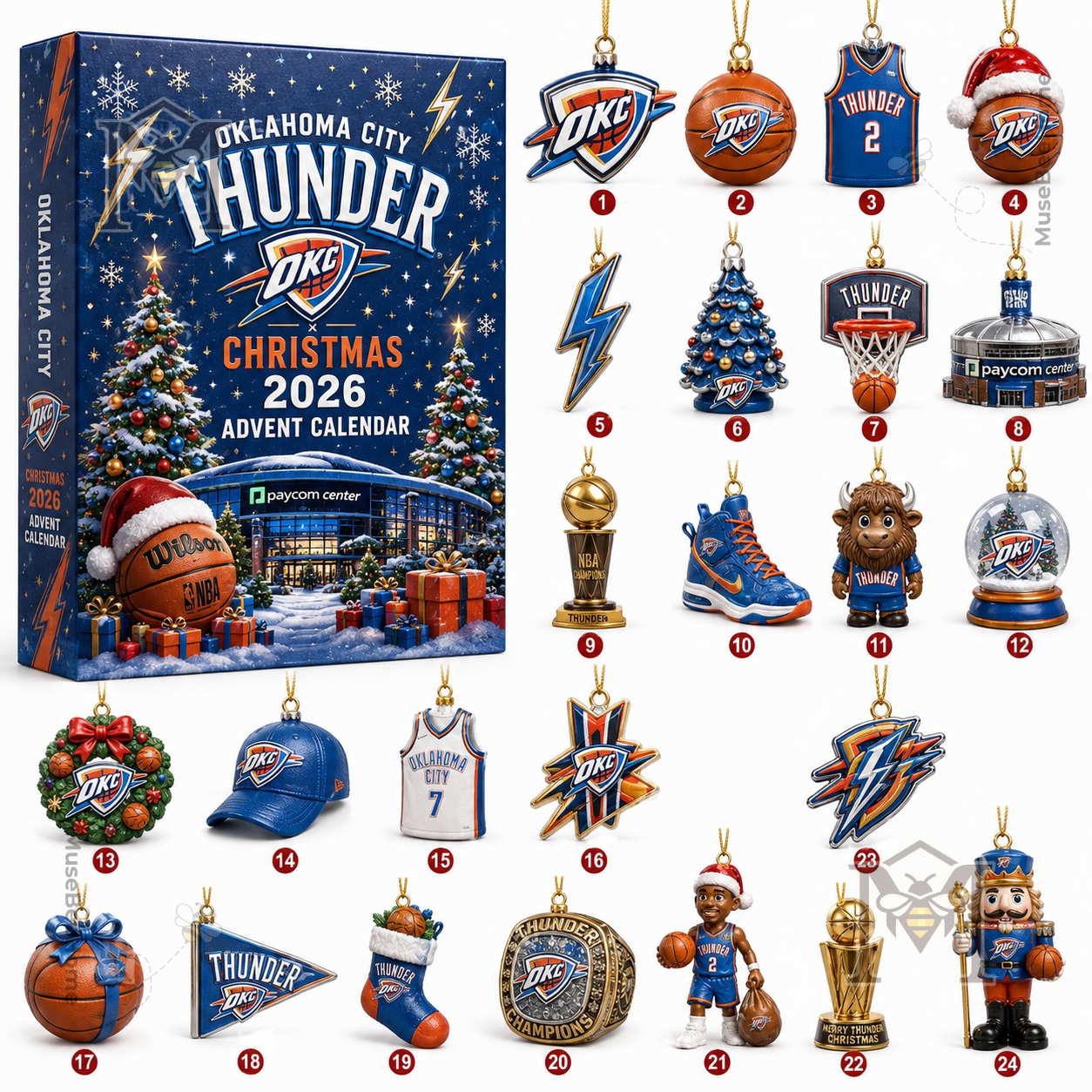 Oklahoma City Thunder Christmas 2026 Advent Calendar - detailed front artwork