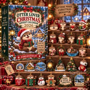 Otter Lover 2026 Christmas 24-Day Advent Calendar - box and otter ornament designs