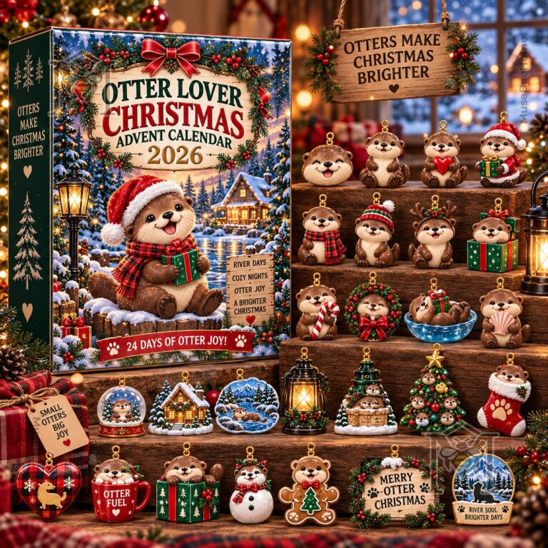 Otter Lover 2026 Christmas 24-Day Advent Calendar - box and otter ornament designs