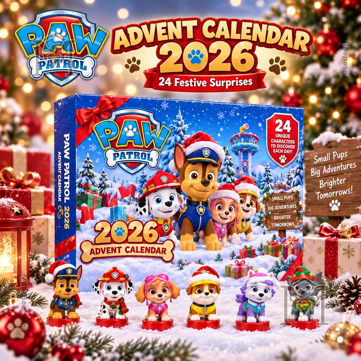 PAW Patrol 2026 Advent Calendar - front view of winter character box
