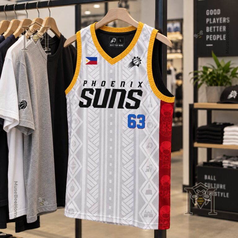 Phoenix Suns Filipino Heritage Night Jersey - front view showing Philippine flag patch and number 63