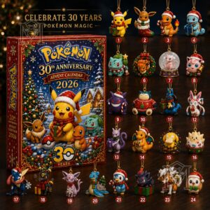 Pokémon 30th Anniversary 2026 Advent Calendar - box and numbered character ornaments