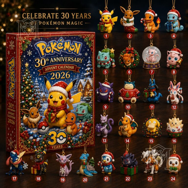 Pokémon 30th Anniversary 2026 Advent Calendar - box and numbered character ornaments