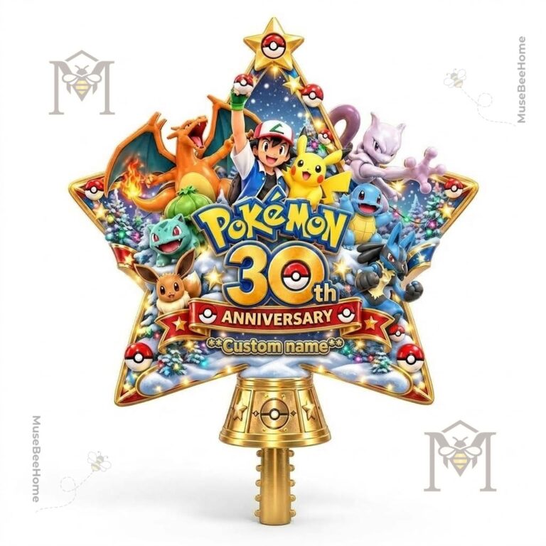 Pokémon 30th Anniversary Christmas Tree Topper - star design and Poké Ball details