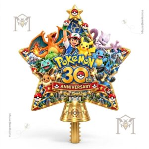 Pokémon 30th Anniversary Christmas Tree Topper - personalized The Smiths nameplate