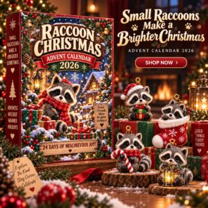Raccoon Christmas Advent Calendar 2026 - front packaging view