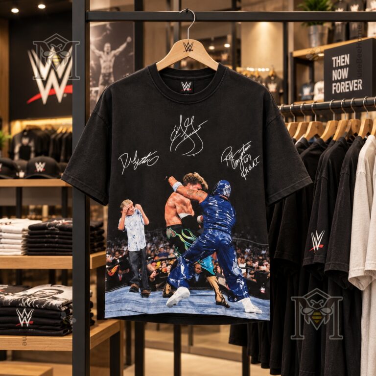 Rey Mysterio Eddie Guerrero SmackDown Rivalry T-Shirt - front view showing wrestling action graphic