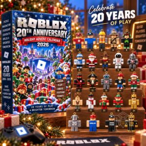 Roblox 20th Anniversary Holiday 2026 Advent Calendar - front cover and numbered figures