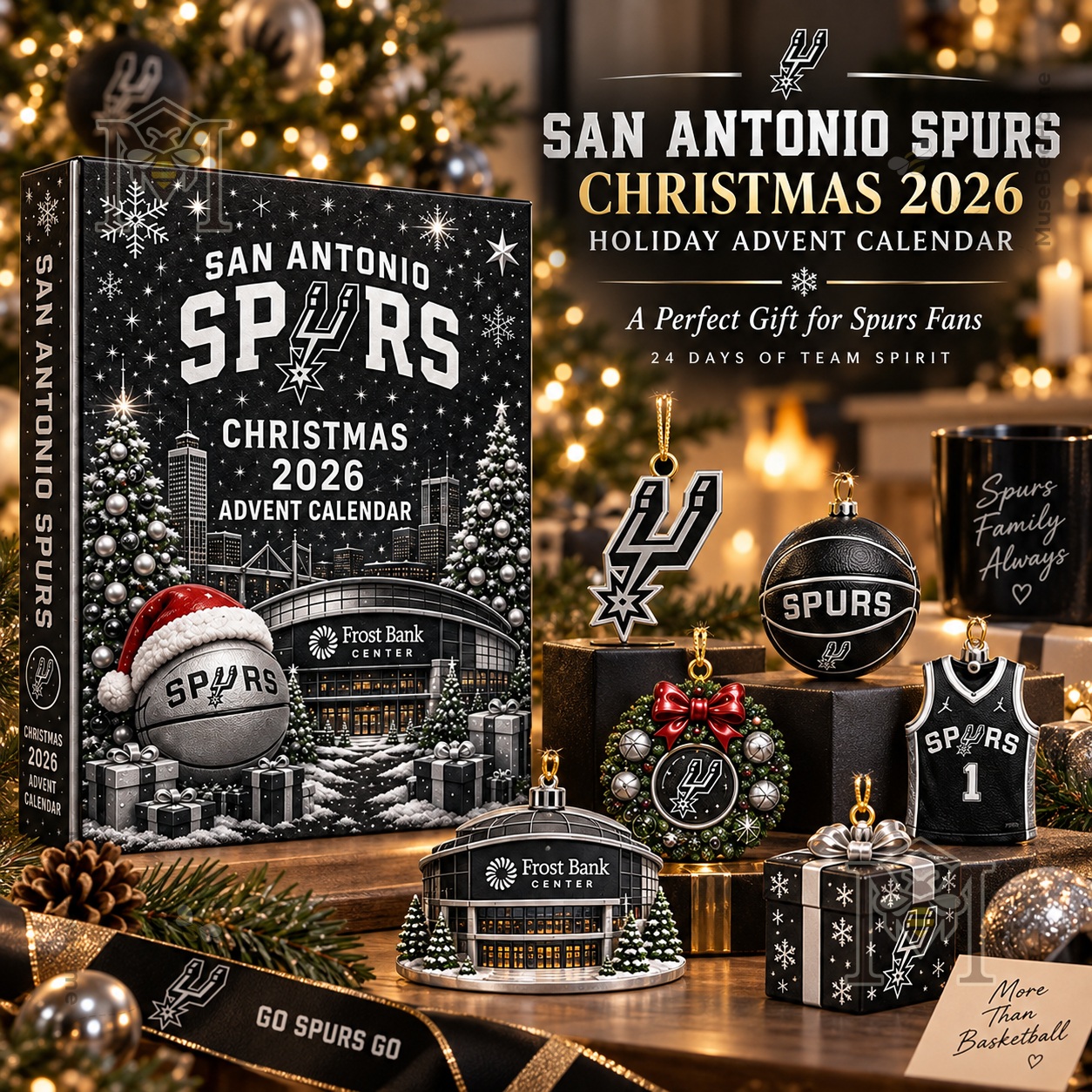 San Antonio Spurs Christmas 2026 Advent Calendar - front box view with holiday artwork