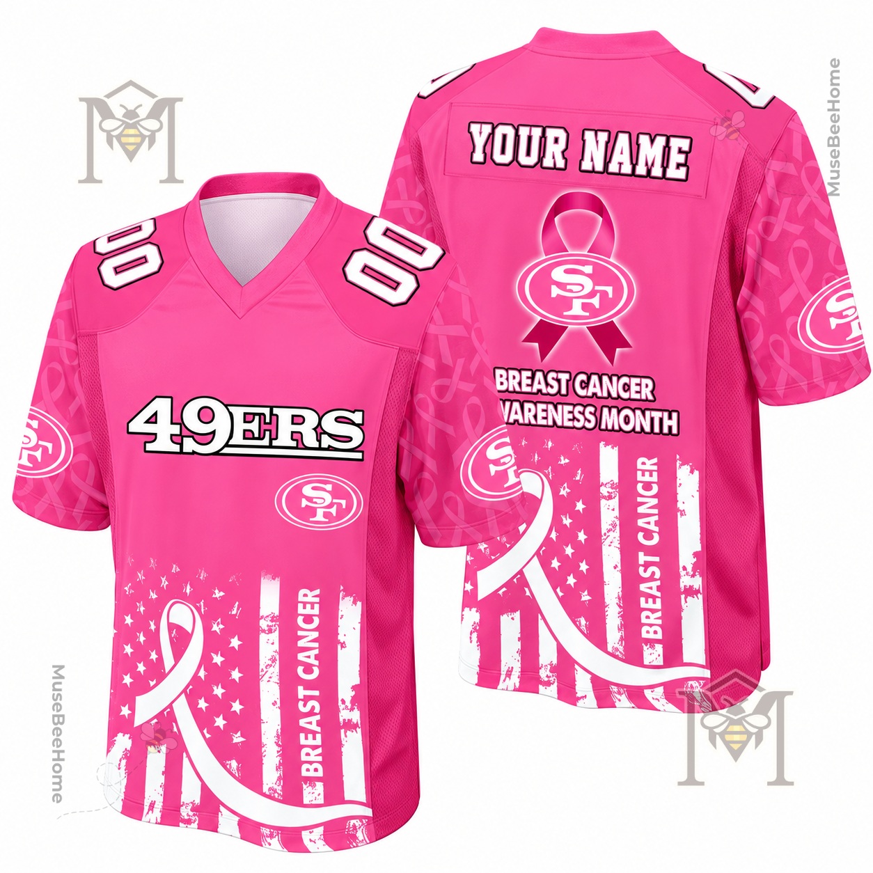 San Francisco 49ers Breast Cancer Awareness Month Custom Jersey - photo 2