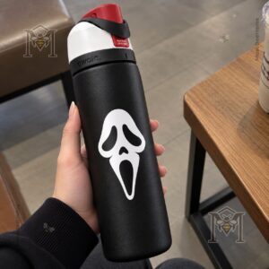 Scream Ghostface 30th Anniversary 2026 Water Bottle - top view showing red, black, and white lid