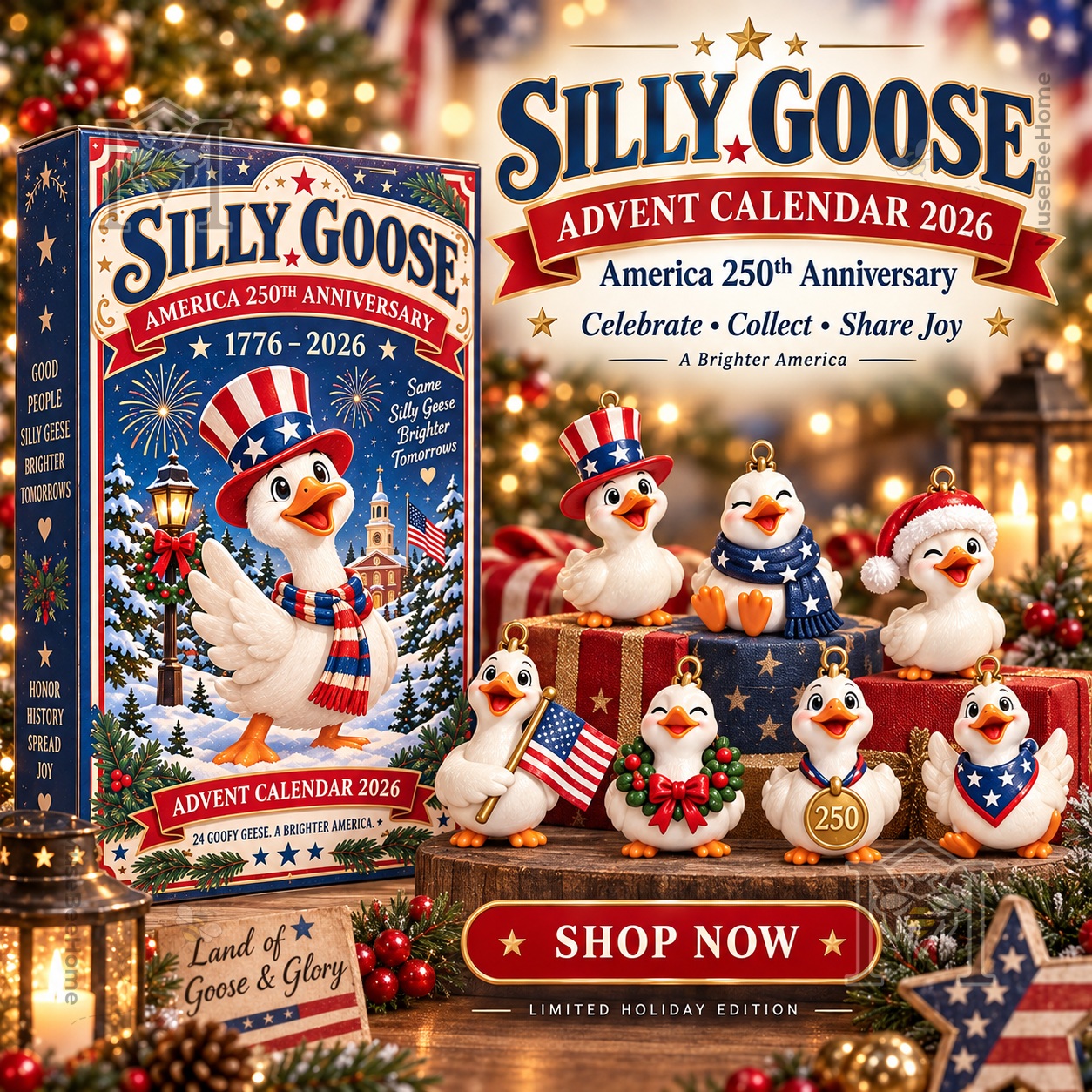Silly Goose America 250th Anniversary 2026 Advent Calendar - front packaging with goose illustration