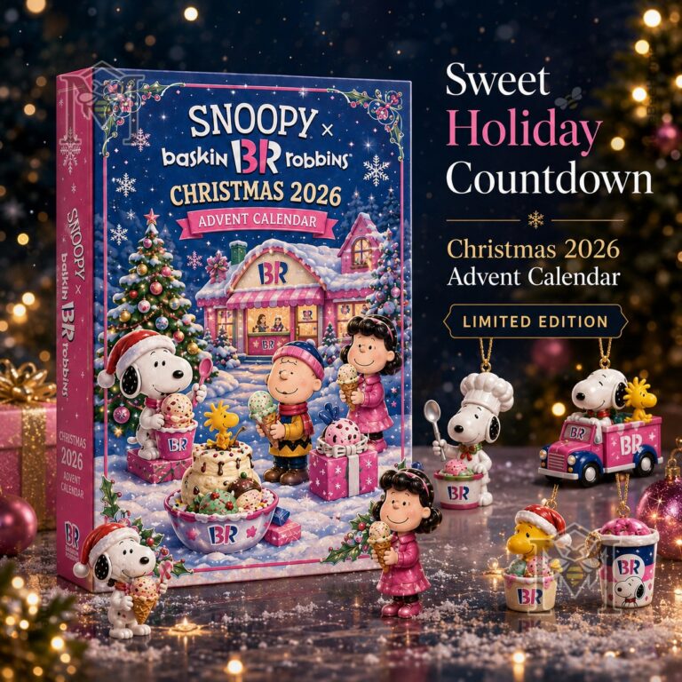 Snoopy Baskin-Robbins Christmas 2026 Advent Calendar - front box with festive character artwork