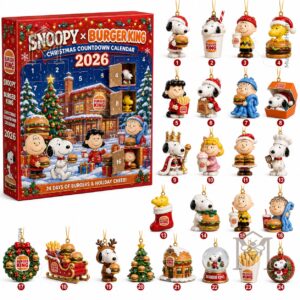 Snoopy Burger King Christmas 2026 Advent Calendar - open doors showing character figures