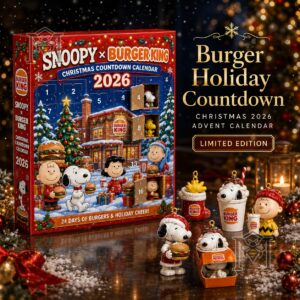 Snoopy Burger King Christmas 2026 Advent Calendar - front box with numbered doors