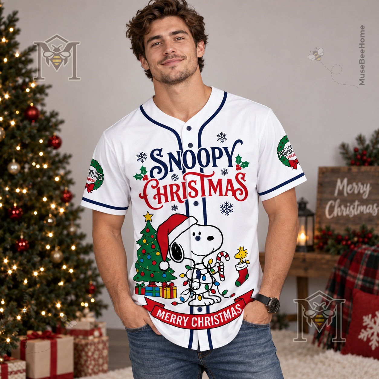 Snoopy Christmas Baseball Jersey - photo 3