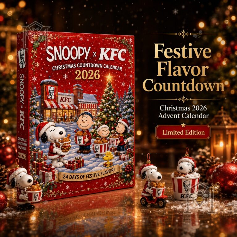 Snoopy KFC Christmas 2026 Advent Calendar - front box view with holiday character artwork