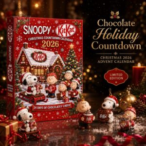 Snoopy KitKat Christmas Countdown 2026 Advent Calendar - front box view