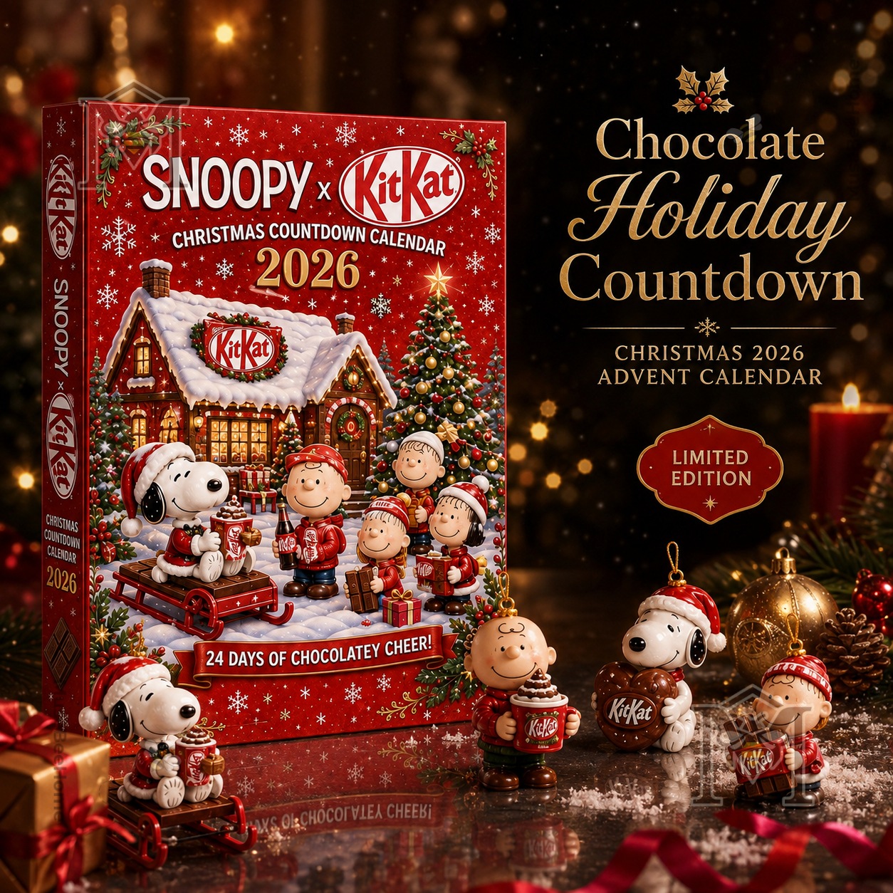 Snoopy KitKat Christmas Countdown 2026 Advent Calendar - front box view