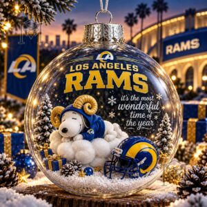Snoopy Los Angeles Rams Christmas Global Ornament 2026 - front view with football helmet