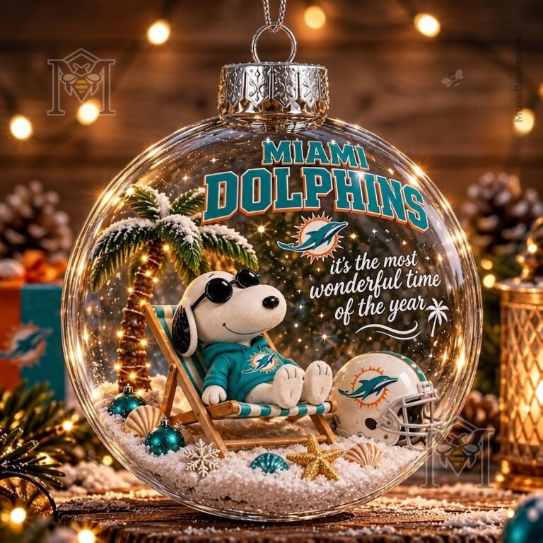 Snoopy Miami Dolphins Christmas Global Ornament 2026 - Snoopy seated in beach chair