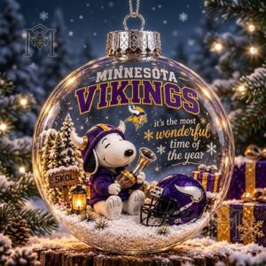 Snoopy Minnesota Vikings Christmas Global Ornament 2026 - Snoopy and helmet detail