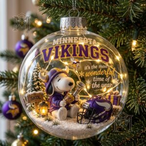 Snoopy Minnesota Vikings Christmas Global Ornament 2026 - lettering and team logo