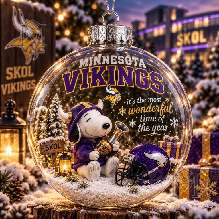 Snoopy Minnesota Vikings Christmas Global Ornament 2026 - front view