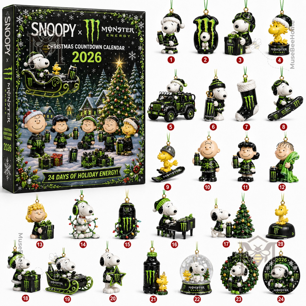 Snoopy Monster Energy Christmas Countdown 2026 Advent Calendar - photo 2