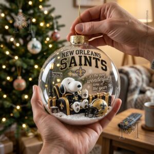 Snoopy New Orleans Saints Global Ornament 2026 - festive front design with football helmet
