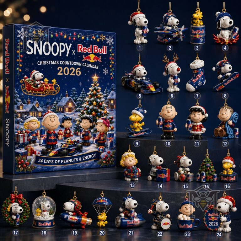 Snoopy x Red Bull Christmas Countdown 2026 Advent Calendar - box and 24 ornament designs
