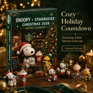 Snoopy Starbucks Christmas Countdown 2026 Advent Calendar - front packaging with holiday character