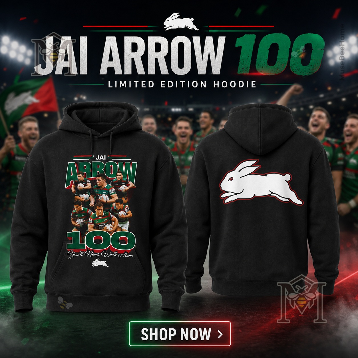 South Sydney Rabbitohs Jai Arrow 100 You'll Never Walk Alone T-Shirt - photo 2