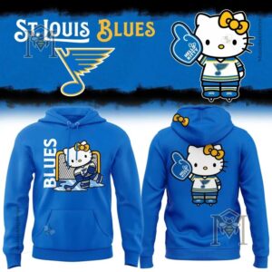 St. Louis Blues Hello Kitty Hockey Hoodie - front and back views with hockey graphics