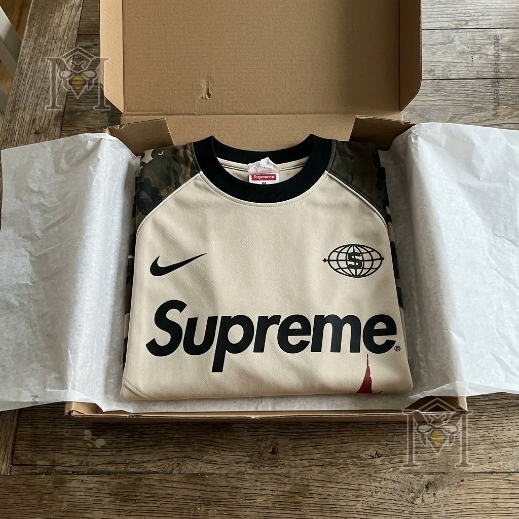 Supreme Travis Scott Cactus Jack Nike Raglan Sweatshirt - collar and label detail