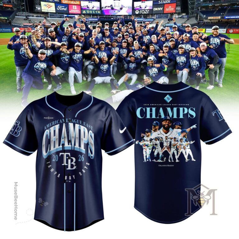Tampa Bay Rays 2026 AL East Division Champions Baseball Jersey - front and back view