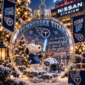 Tennessee Titans Snoopy Global Ornament 2026 - front view with team logo and Snoopy