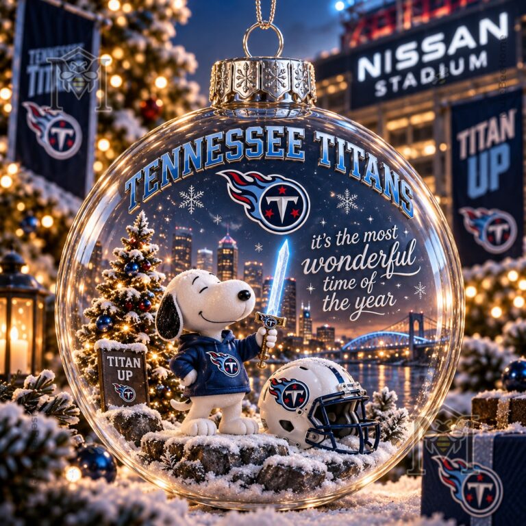 Tennessee Titans Snoopy Global Ornament 2026 - front view with team logo and Snoopy