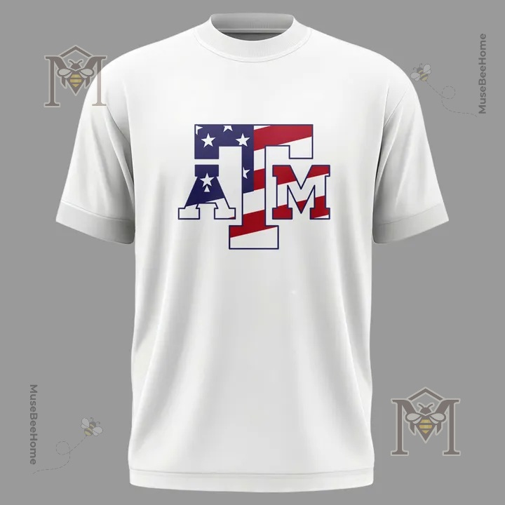 Texas A&M Aggies American Flag Logo T-Shirt - photo 2