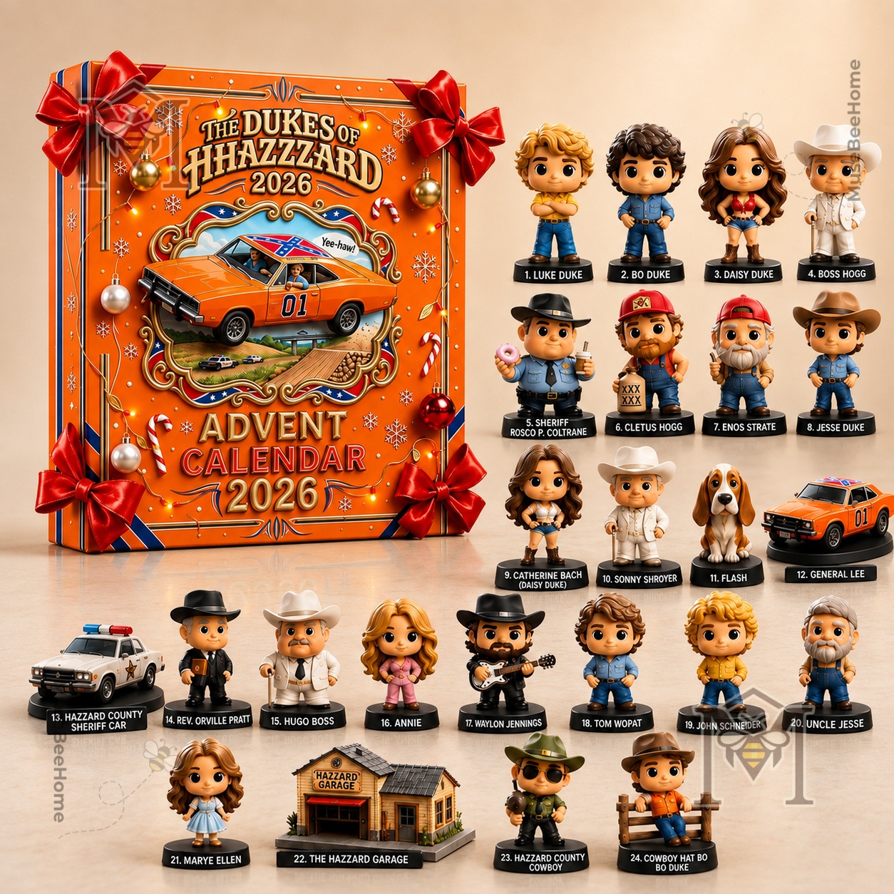 Dukes of Hazzard 2026 Advent Calendar - character figure lineup
