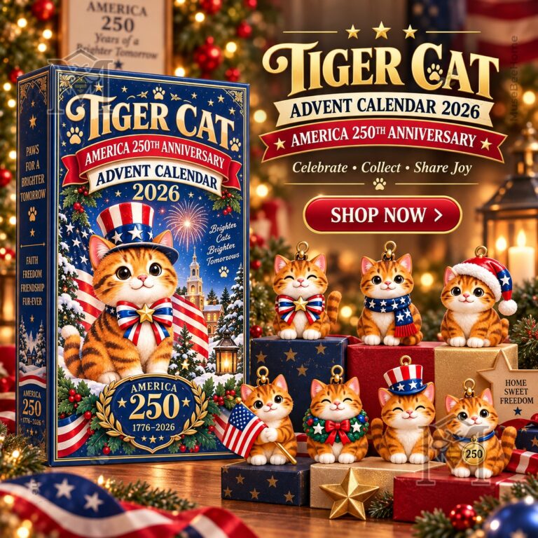 Tiger Cat America 250th Anniversary 2026 Advent Calendar - front box with patriotic cat artwork