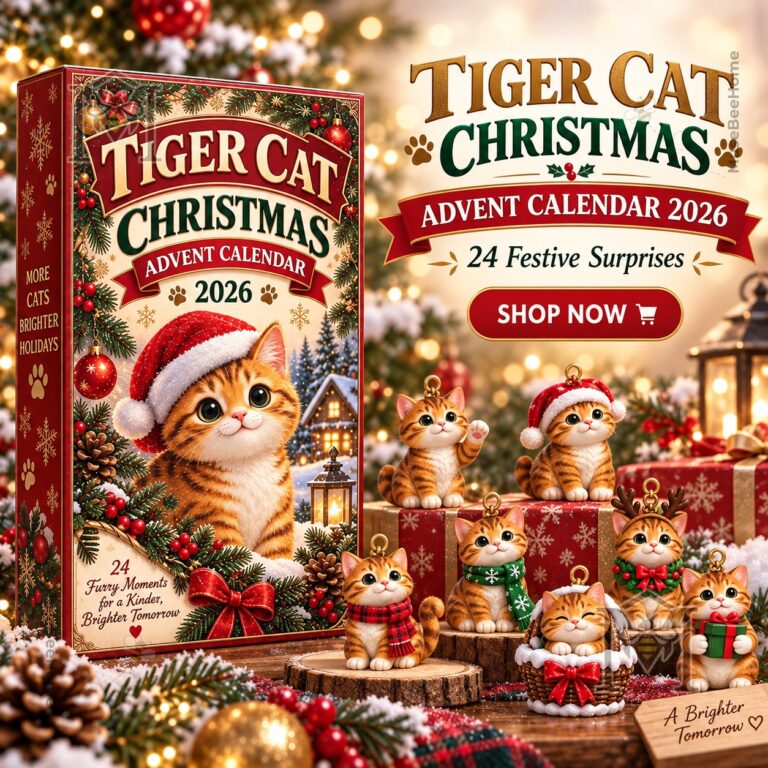 Tiger Cat Christmas 2026 Advent Calendar - front box view with festive cat artwork