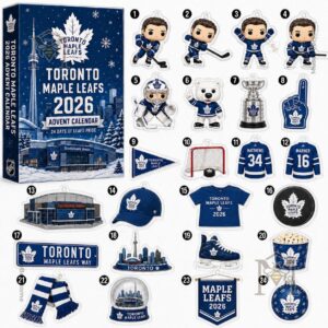 Toronto Maple Leafs 2026 Christmas Advent Calendar - side panel with vertical lettering
