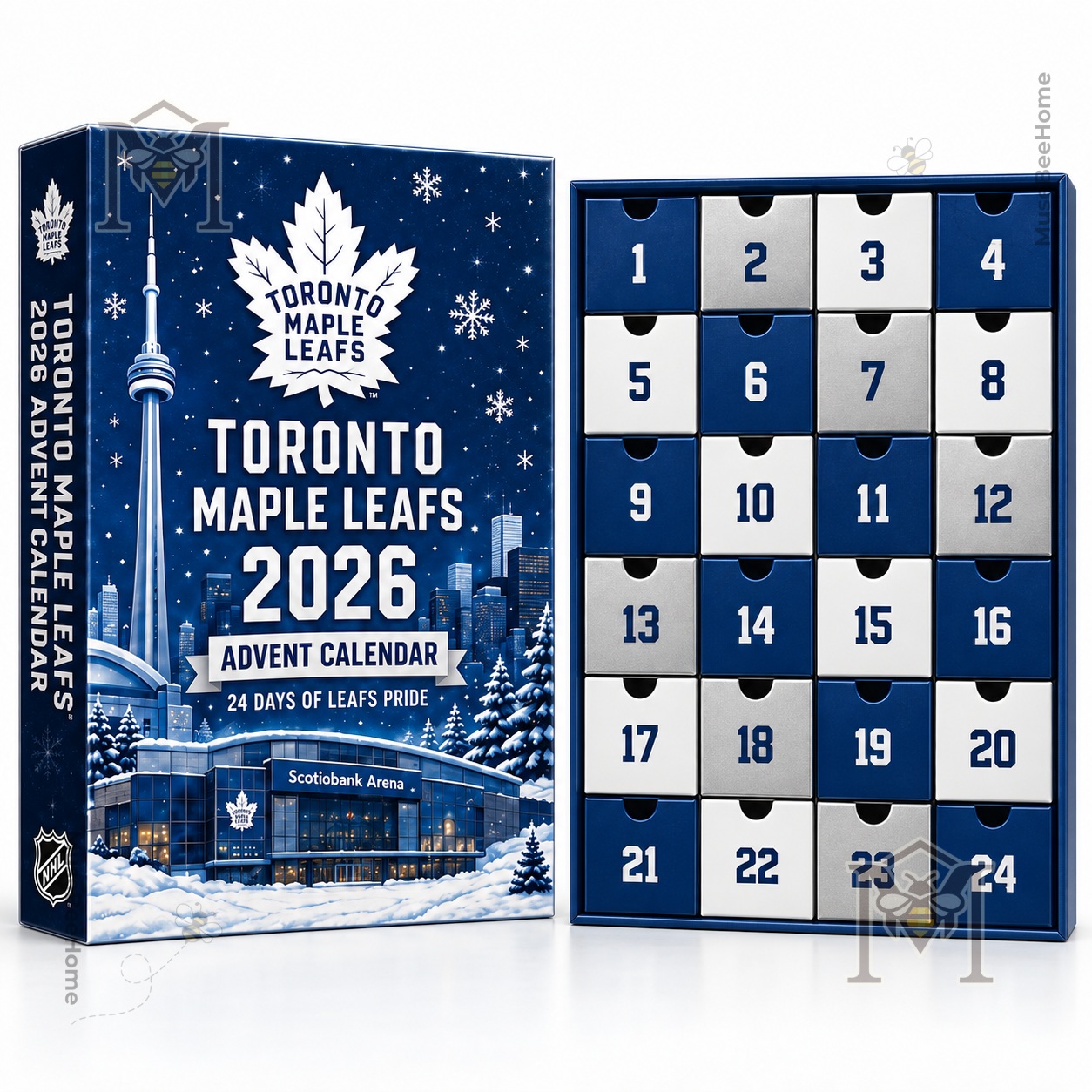 Toronto Maple Leafs 2026 Advent Calendar - close view of hockey holiday artwork