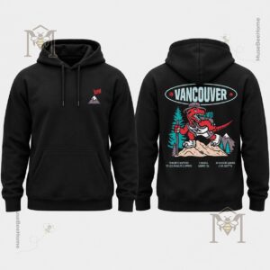 Toronto Raptors 2026 Vancouver Canada Games T-Shirt - back graphic featuring Vancouver oval logo