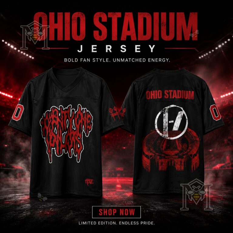 Twenty One Pilots Ohio Stadium Football Mesh Jersey - front and back views displayed together