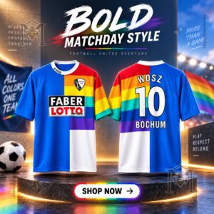 VfL Bochum 1997-98 Away Vintage Faber Rainbow Jersey - front and back views