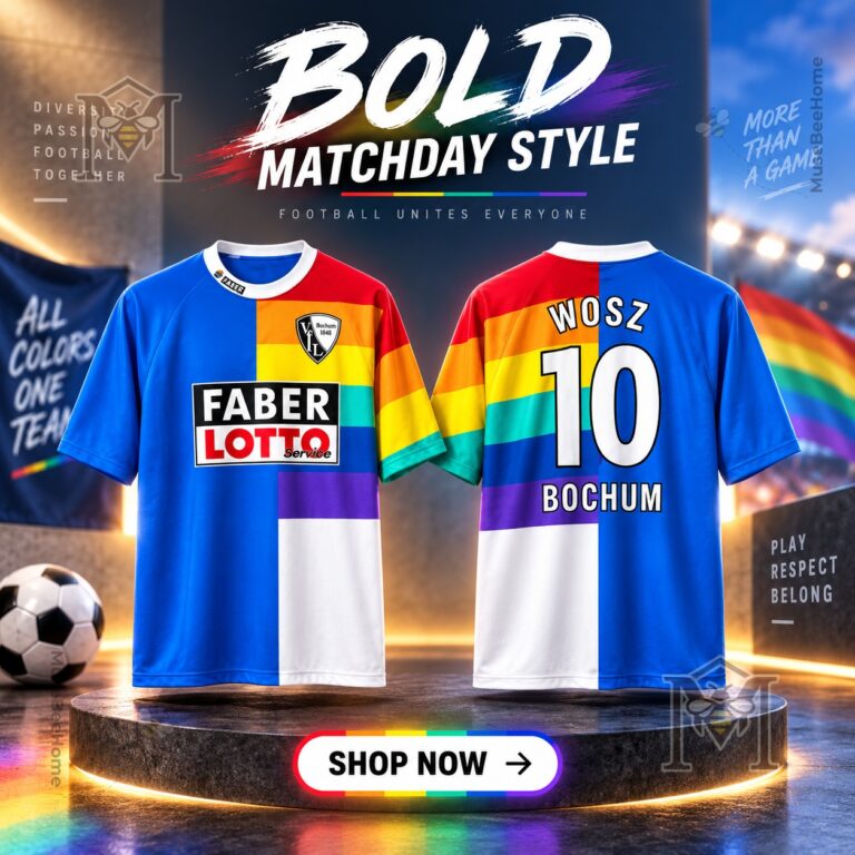 VfL Bochum 1997-98 Away Vintage Faber Rainbow Jersey - front and back views