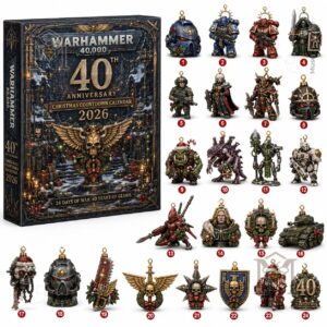 Warhammer 40,000 40th Anniversary Christmas 2026 Advent Calendar - side panel and front